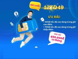 Cách đăng ký gói cước 12TD49 của Vinaphone nhận 100GB/ tháng 