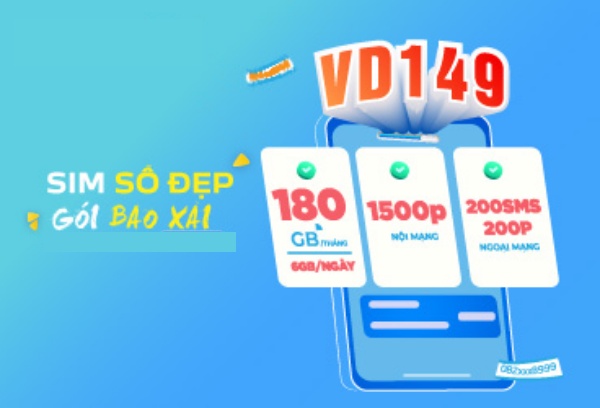 Hướng dẫn đăng ký gói VD149 6T Vinaphone có 1080GB sử dụng