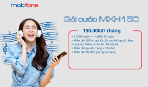 Cách đăng ký gói MXH150 Mobifone có 45GB, Free thoại, data Facebook, Youtube
