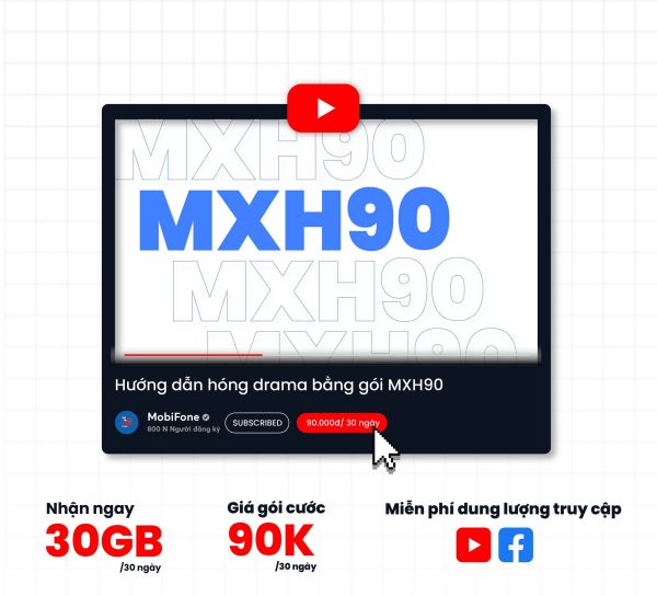 Hướng dẫn đăng ký gói cước MXH90 mạng Mobifone