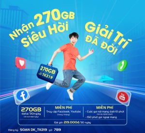 Hướng dẫn đăng ký gói TK219 Mobifone có 270GB