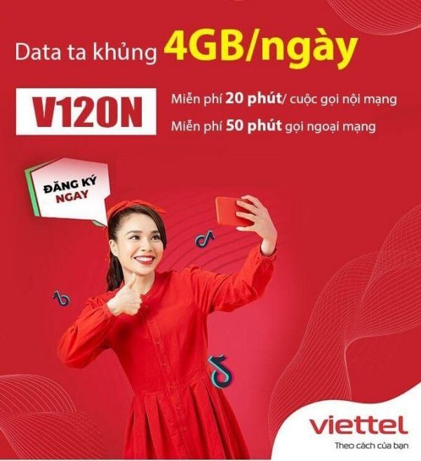 Cách đăng ký gói V120N Viettel nhận 4GB mỗi ngày miễn phí thoại