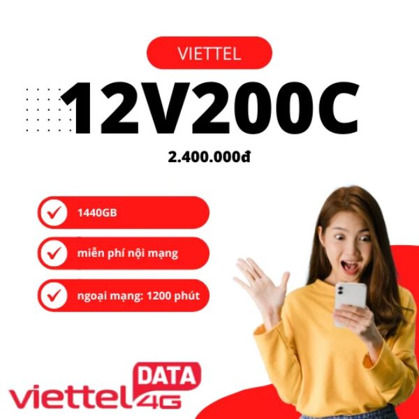 Hướng dẫn đăng ký gói 12V200C Viettel có 4GB/ ngày miễn phí thoại