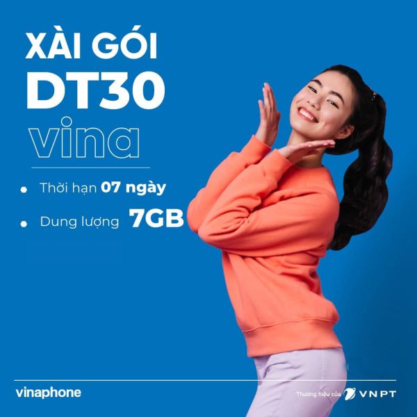 Hướng dẫn đăng ký gói DT30 Vinaphone 30K có ngay 7GB/ Ngày