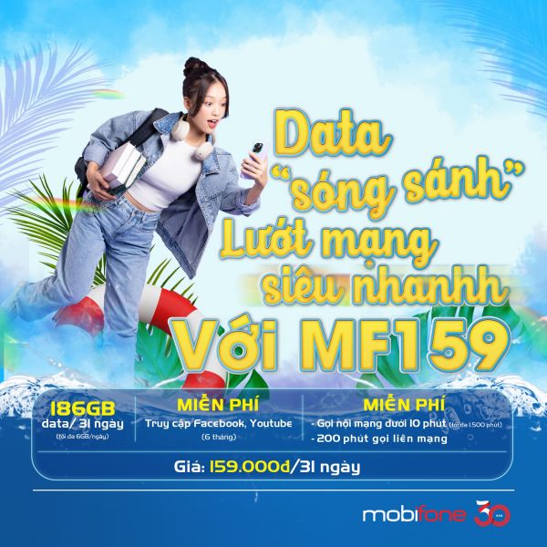 Hướng dẫn đăng ký gói MF159 Mobifone nhận 6GB/ Ngày, free thoại và Facebook, YouTube