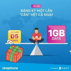 Hướng dẫn đăng ký gói D5 Vinaphone nhận 1GB/ ngày